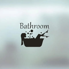 Detachable Girl and Woman Bathroom Sticker Art | Wash Room Decorative Wall Decal alternate view
