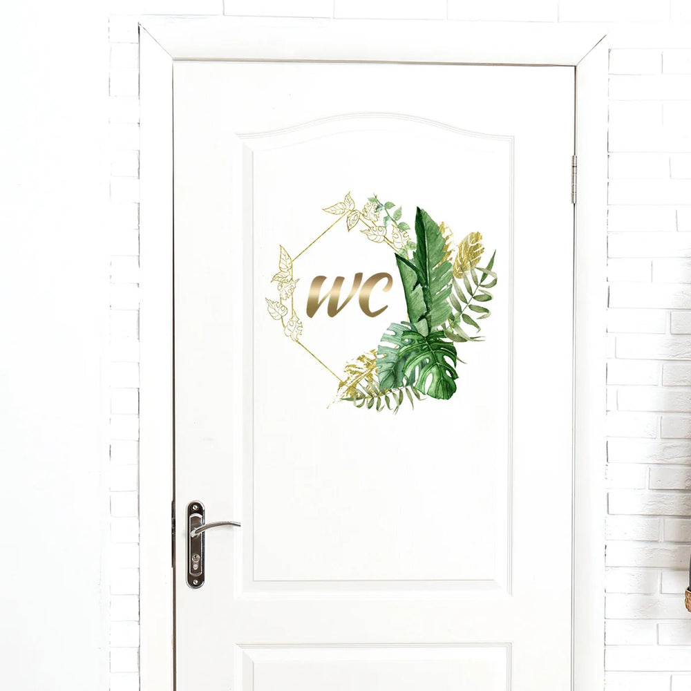 Green Plants WC Wall Sticker | Waterproof Vinyl Bathroom Decoration lifestyle view