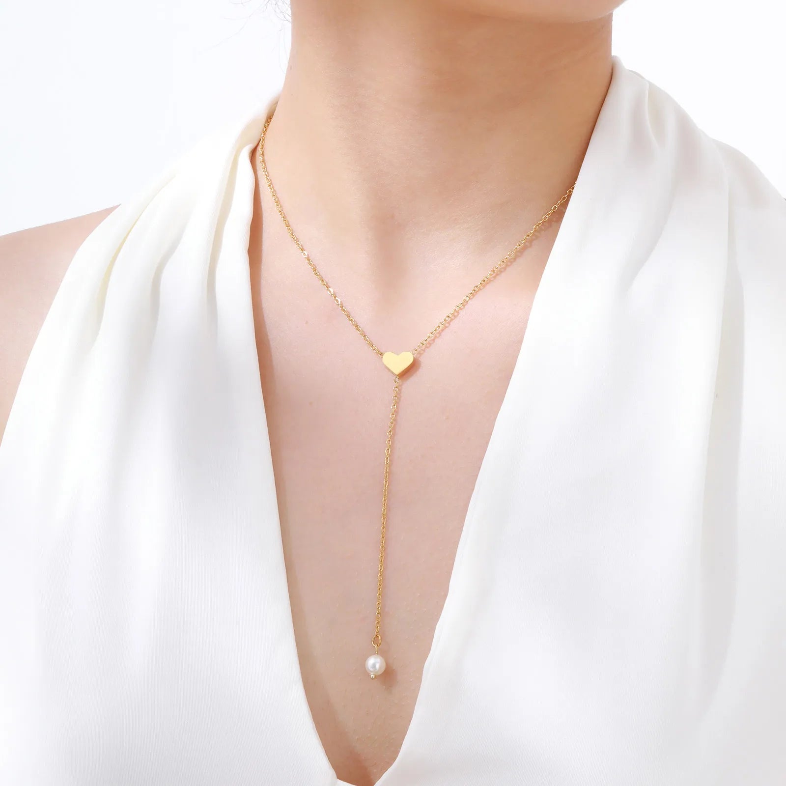 Layered Heart Pendant Necklace | Stainless Steel Minimalist Jewelry for Women alternate view