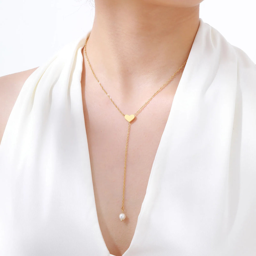 Layered Heart Pendant Necklace | Stainless Steel Minimalist Jewelry for Women alternate view