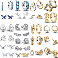 925 Silver Heart and Butterfly Stud Earrings | Elegant Fine Jewelry Gift for Women