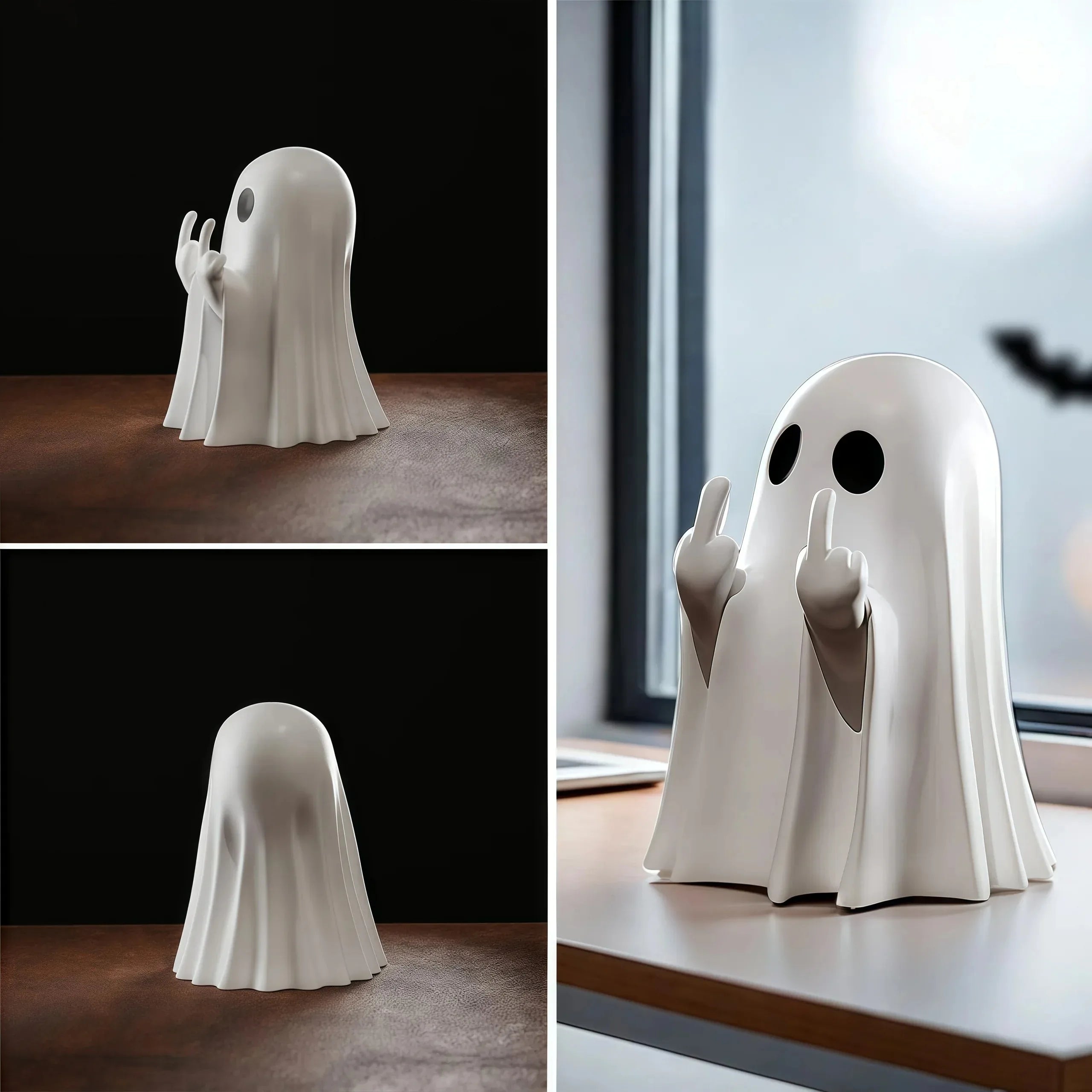 Resin Ghost Middle Finger Statue Cute Naughty Party Scene Desk Decor Gift Small Sculptur detail view