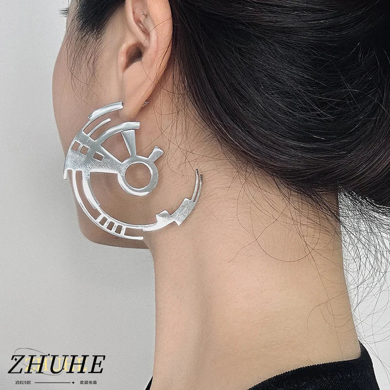 ZHUHE Gear Ear Loops Cyberpunk Style For Women Men's Jewelry Accessories Party Gifts