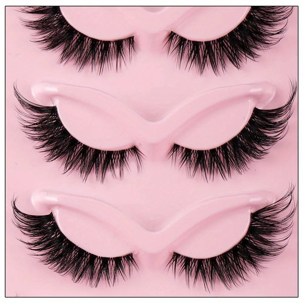 5 Pairs of Dramatic Cat Eye Fake Eyelashes - Natural, Long, Winged, and Elongated for a Flawless Makeup Look.