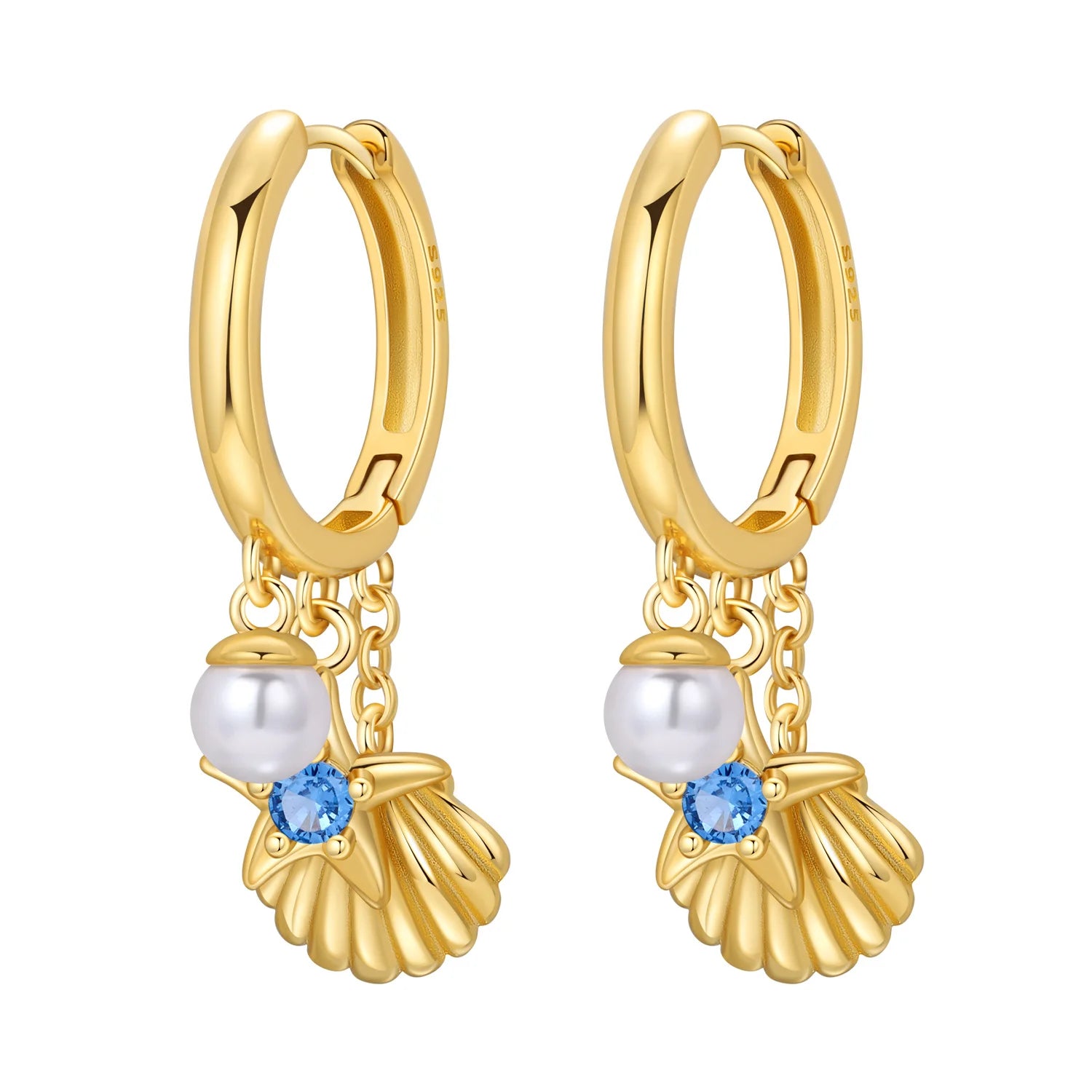 Original 925 Sterling Silver Planet Starlight Earrings Fashion 18K Gold Hoop Earring f close-up view