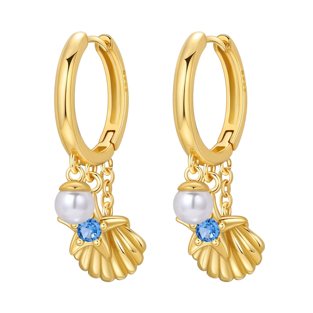 Original 925 Sterling Silver Planet Starlight Earrings Fashion 18K Gold Hoop Earring f close-up view