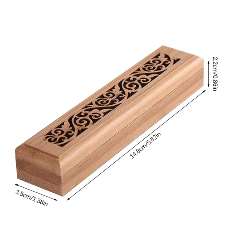 Natural Bamboo Incense Burner Holder with Storage Box | Aromatherapy Incense Tool detail view