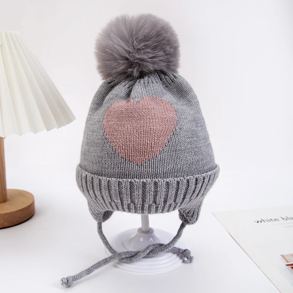 Baby Knitted Turban Hat with Pompom | Soft Acrylic Beanie for 0-3T lifestyle view
