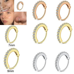 1pc 20G Zercon Septum Nose Rings Hoops for Women, Small Piercing Nose Ring Cartilage T close-up view