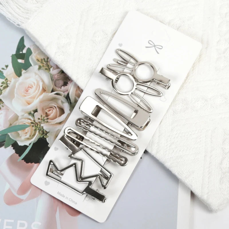 Y2K Duckbill Hairpin Sliver Metal Hair Clips Women Girls Personality Bangs Side Headwear Barrettes Hairclip Styling Accessories