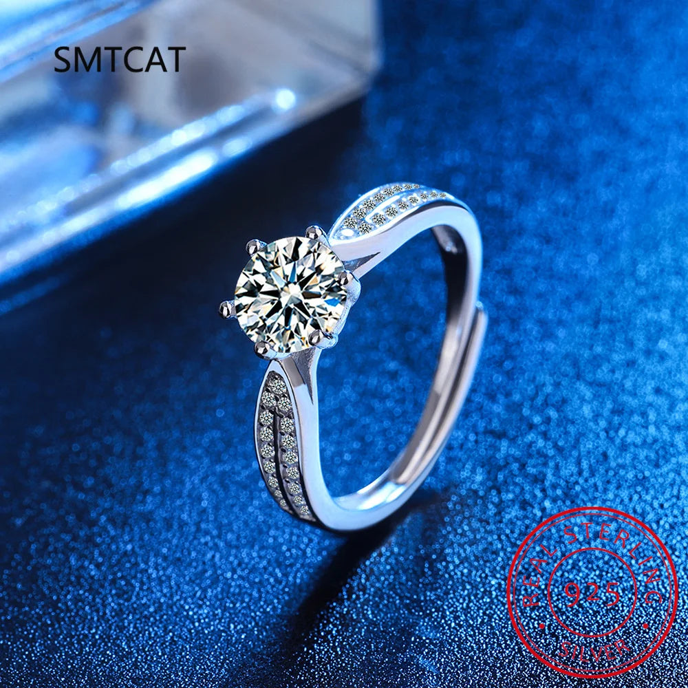 Real 3 Carat Moissanite Engagement Ring Luxury Bridal Set Solitaire Wedding Promise R lifestyle view