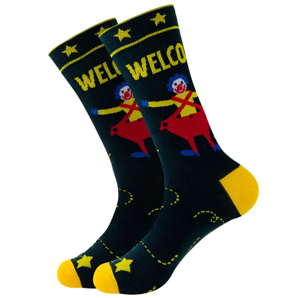 New Happy Mens Socks Women Novelty Cartoon Sock Combed Cotton Funny Men's Big Size Crew detail view