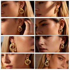 18K Gold Twist Knot Stud Earrings | Geometric Textured Screw-Back Earrings for Women detail view