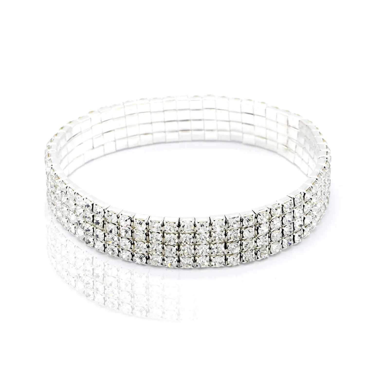 Fashion Rhinestone Tennis Anklet For Women Multi-layer Crystal Elastic Chain On Leg additional angle