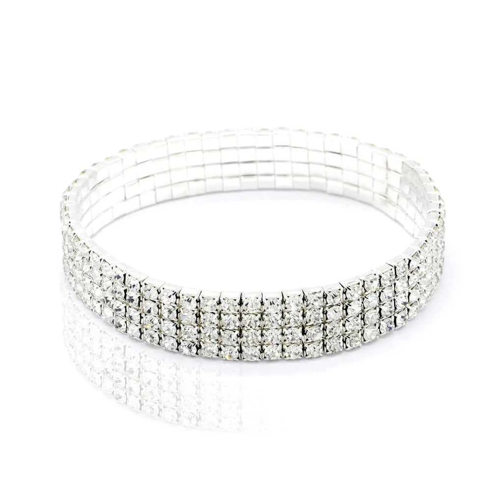 Fashion Rhinestone Tennis Anklet For Women Multi-layer Crystal Elastic Chain On Leg additional angle