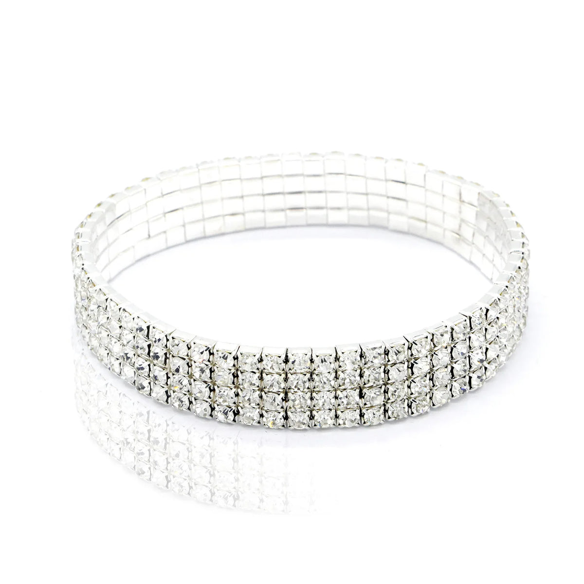 Fashion Rhinestone Tennis Anklet For Women Multi-layer Crystal Elastic Chain On Leg additional angle