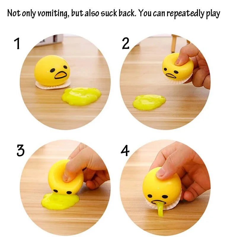 Squeeze Vomit Egg Yolk Toy | Novelty Stress Relief Gag Gift close-up view