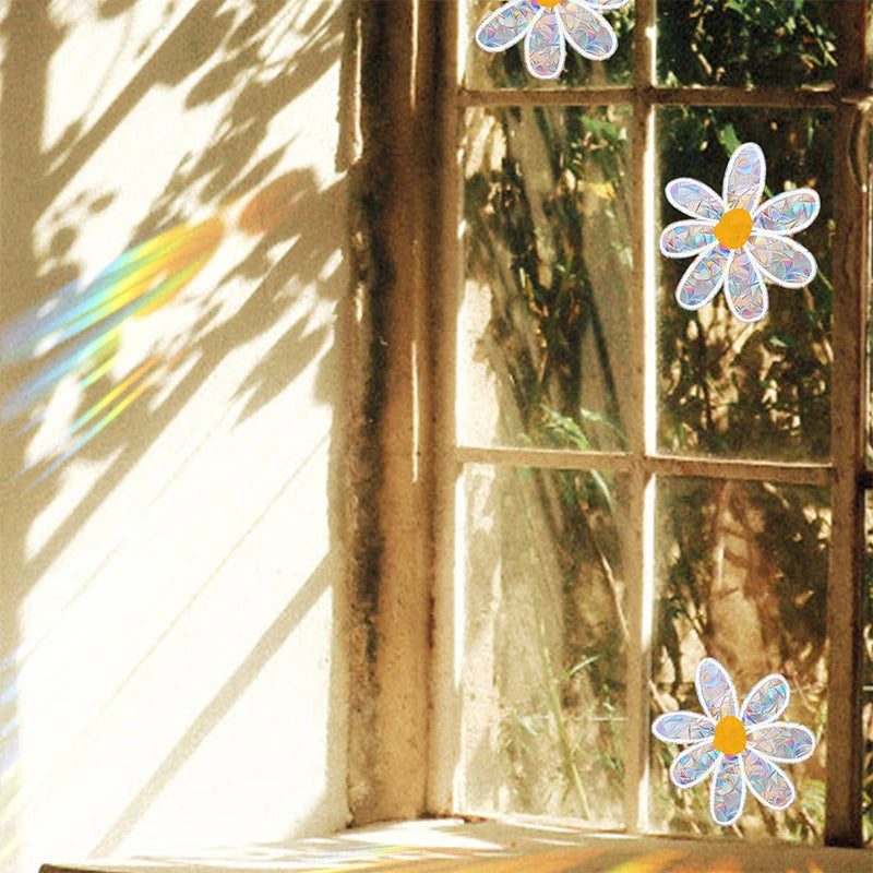 Daisy Flower Sun Catcher Stickers | Self Adhesive PVC Window Decal Suncatcher Rainbow alternate view