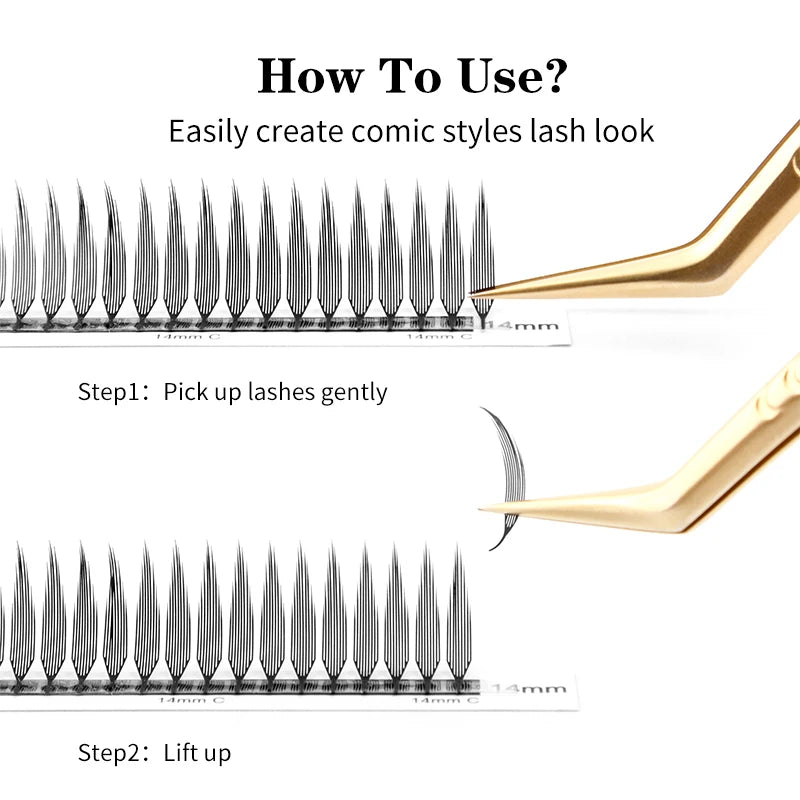 Winky Beauty Premade Elf Eyelash Comic Spire Cosplay C/D Curl Anime Effect Soft Plume Fluttering Manga Eyelash Extensions