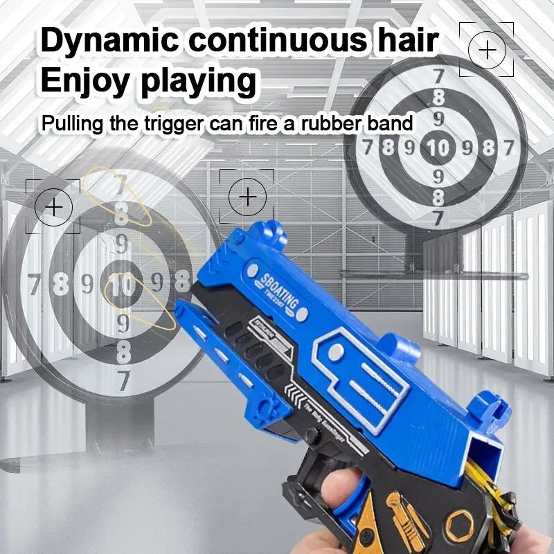 Continuous Fire Rubber Band Pistol | Foldable Toy Gun for Target Practice detail view