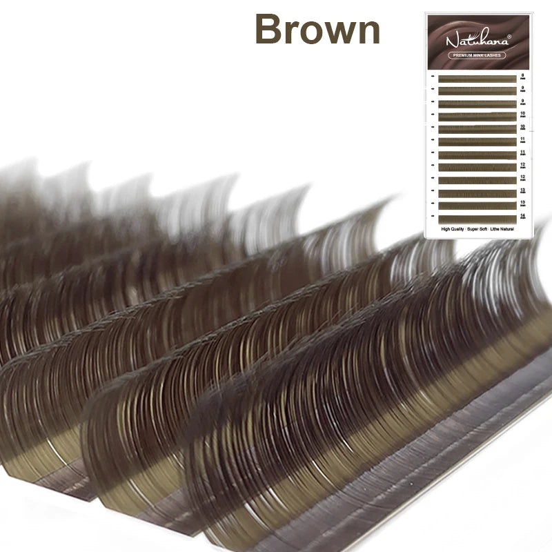 NATUHANA Caramel Colored Lashes | Individual Faux Mink Eyelashes additional angle