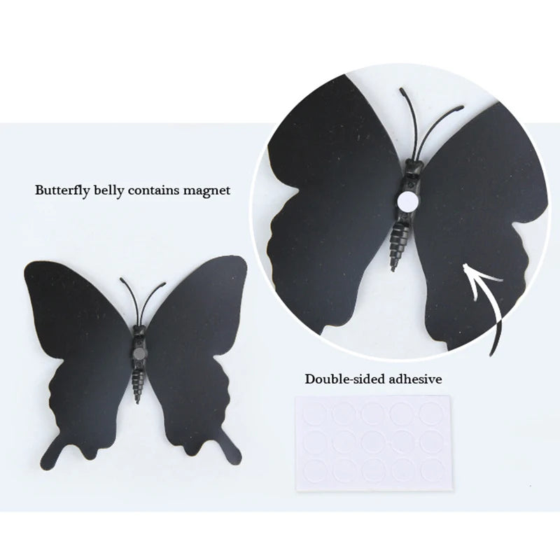 12Pcs/set 3D Black Pteris Butterfly Wall Sticker Set | Magnetic Decorations lifestyle view