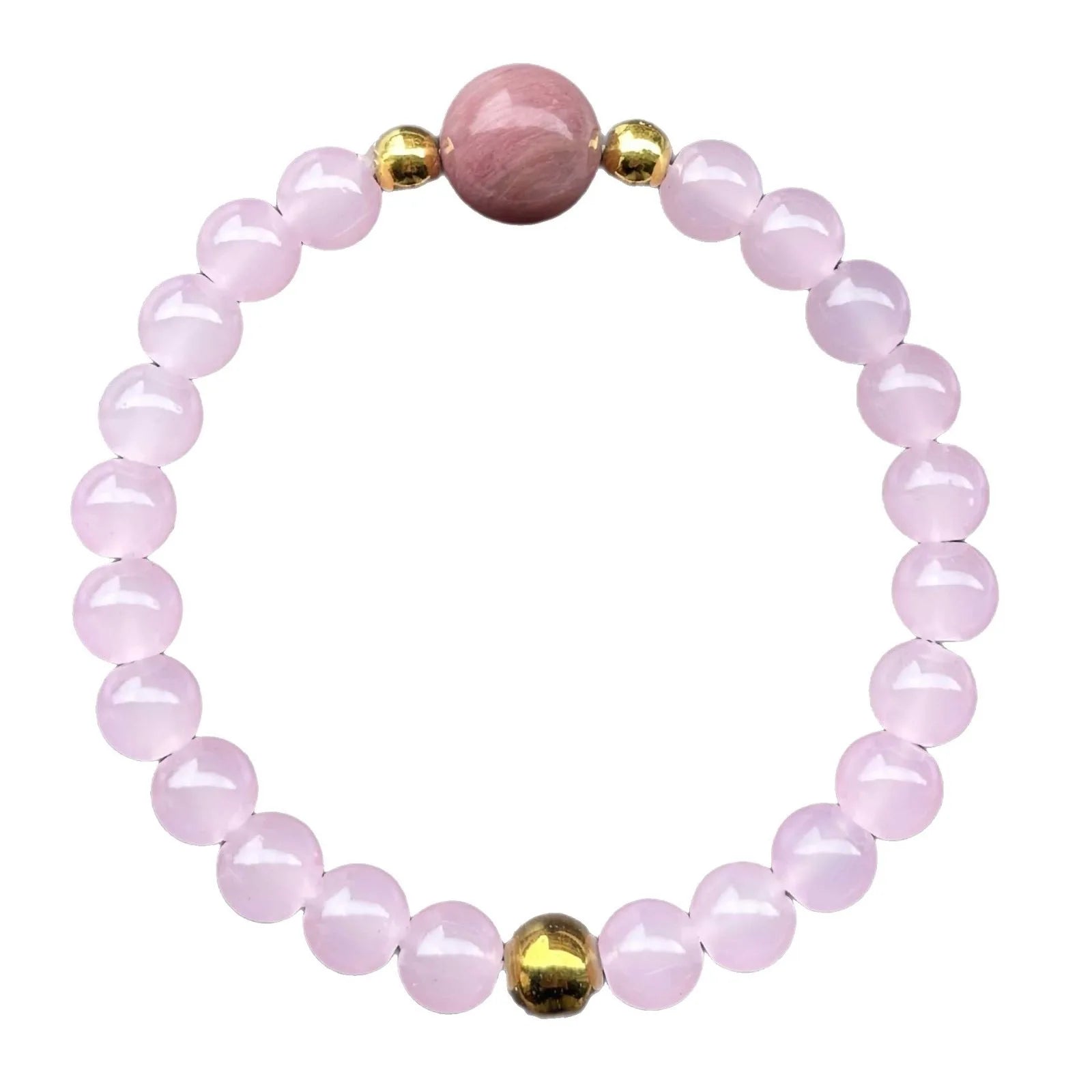 Natural Stone Pink Quartz With Rhodonite Bead Bracelet Women Simple Design Handmade S lifestyle view