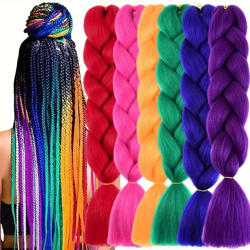 24Inch Synthetic Long Box Jumbo Braiding Hair Extensions Yaki Straight Texture for Women Dreadlocks
