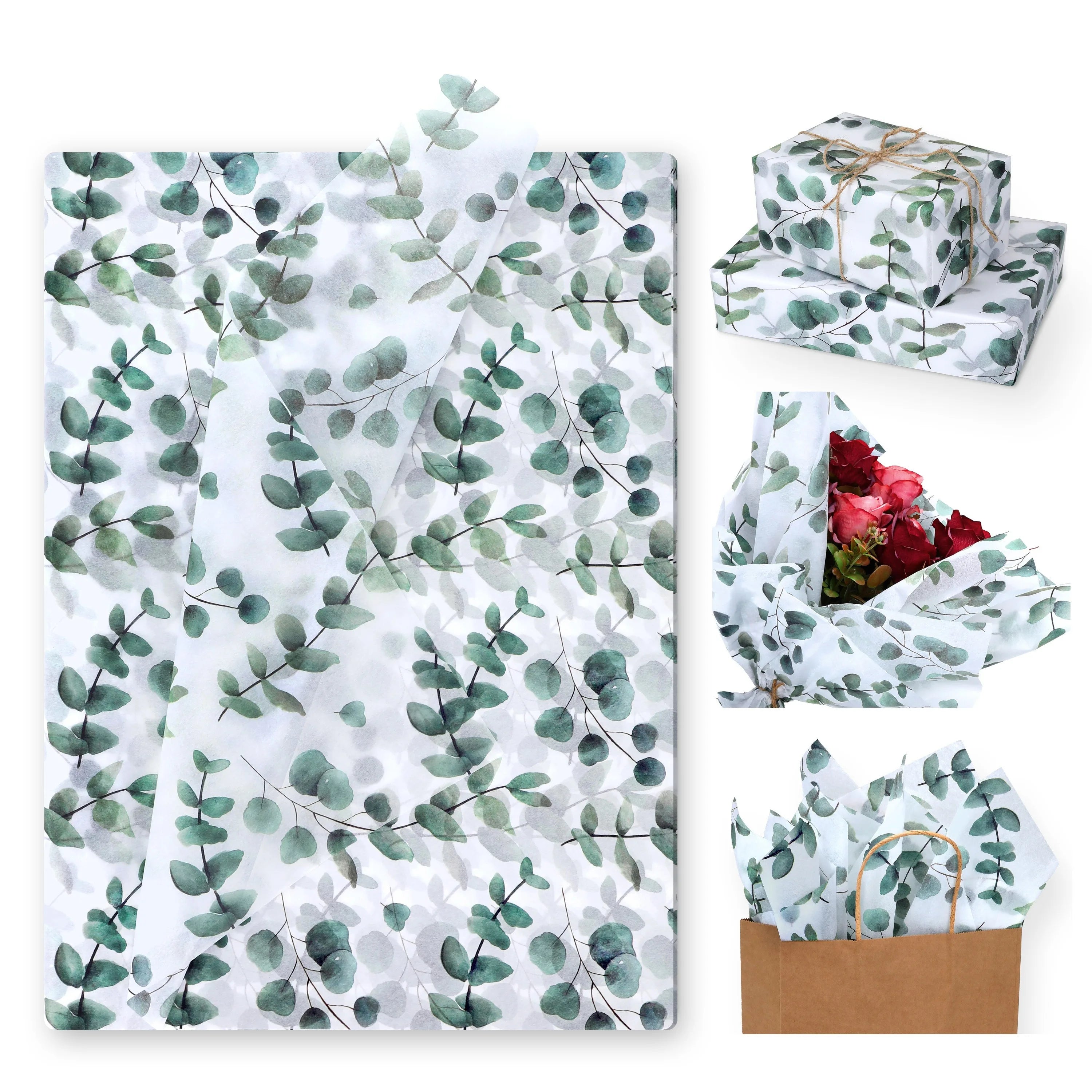 50/20sheets Eucalyptus & Snow Pear Tissue Paper - For Christmas Wrapping Paper Gift W alternate view