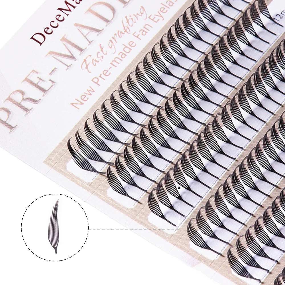 DeceMars A Series Premade Fan Eyelash Extensions | DIY Natural Look Lashes close-up view