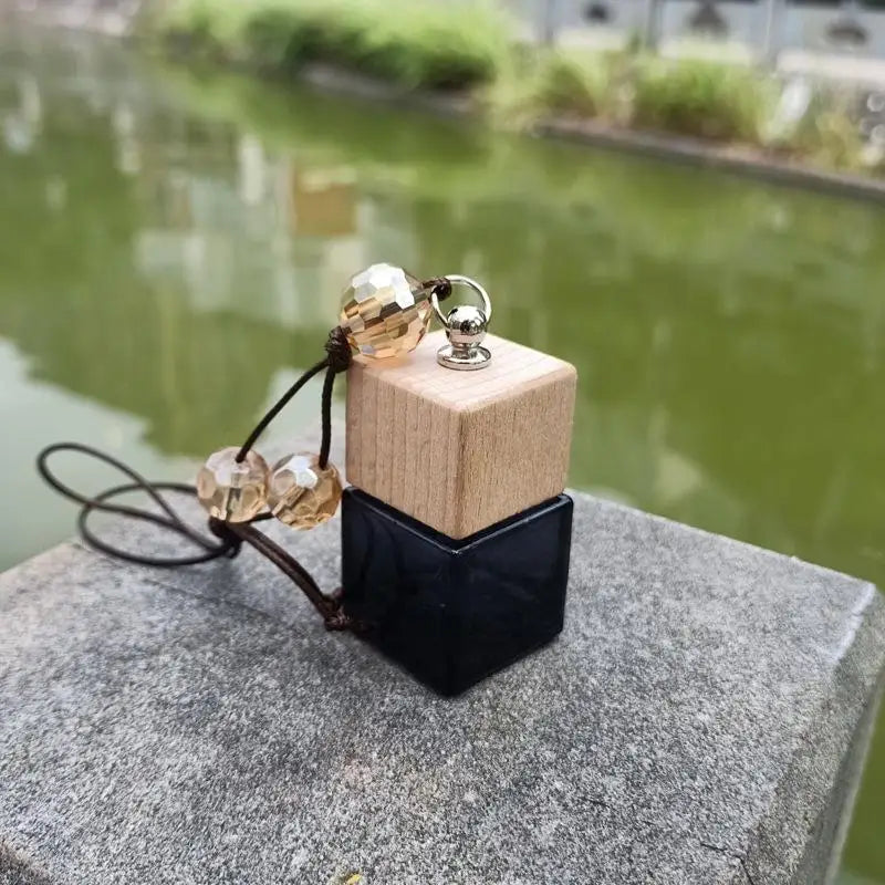Square Glass Car Essential Oil Diffuser Pendant detail view