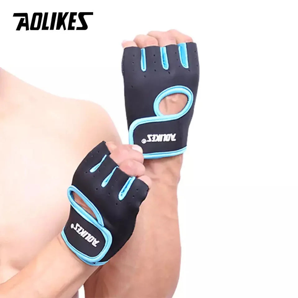 AOLIKES Breathable Workout Gloves | Fingerless Gym Gloves for Weight Lifting and Cycl lifestyle view