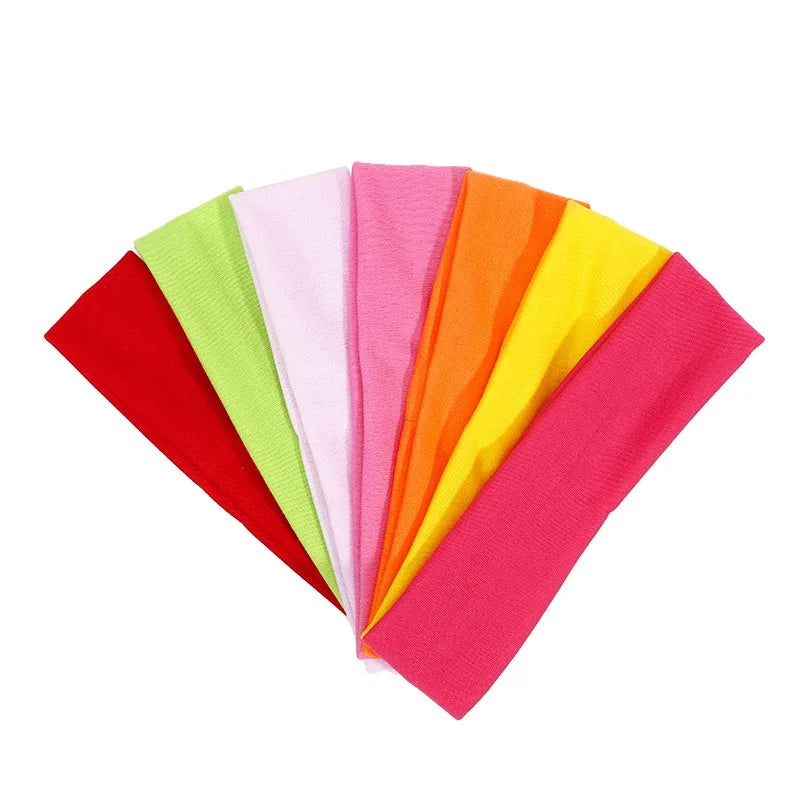 7Pcs Solid Elastic Hair Bands Yoga Headband Women Men Simple Sports Running Absorb Swe close-up view