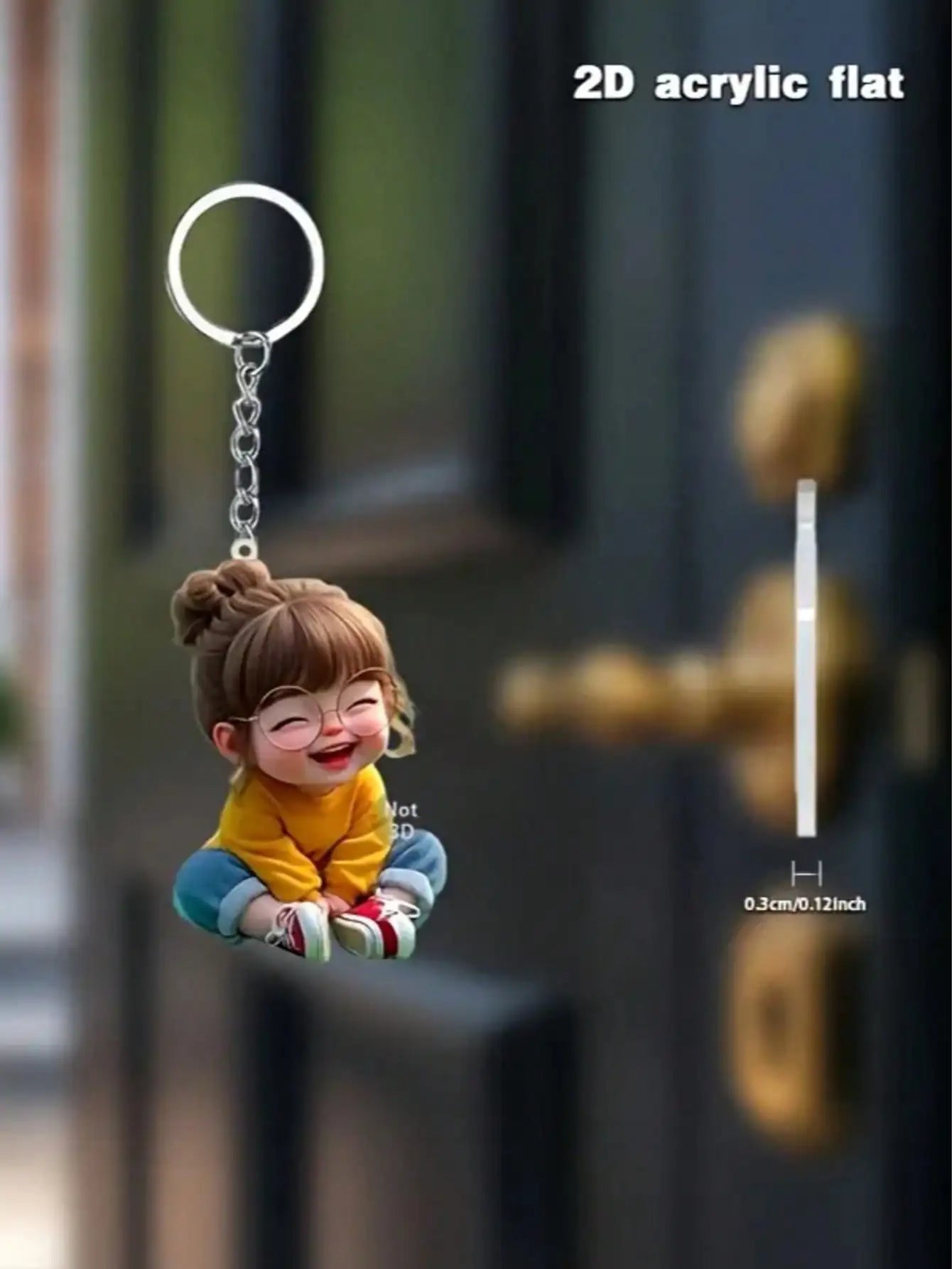 1 Cute Acrylic Girl Keychain, 2D Flat, Holiday Gift, Backpack Accessories, Key Decoratio detail view