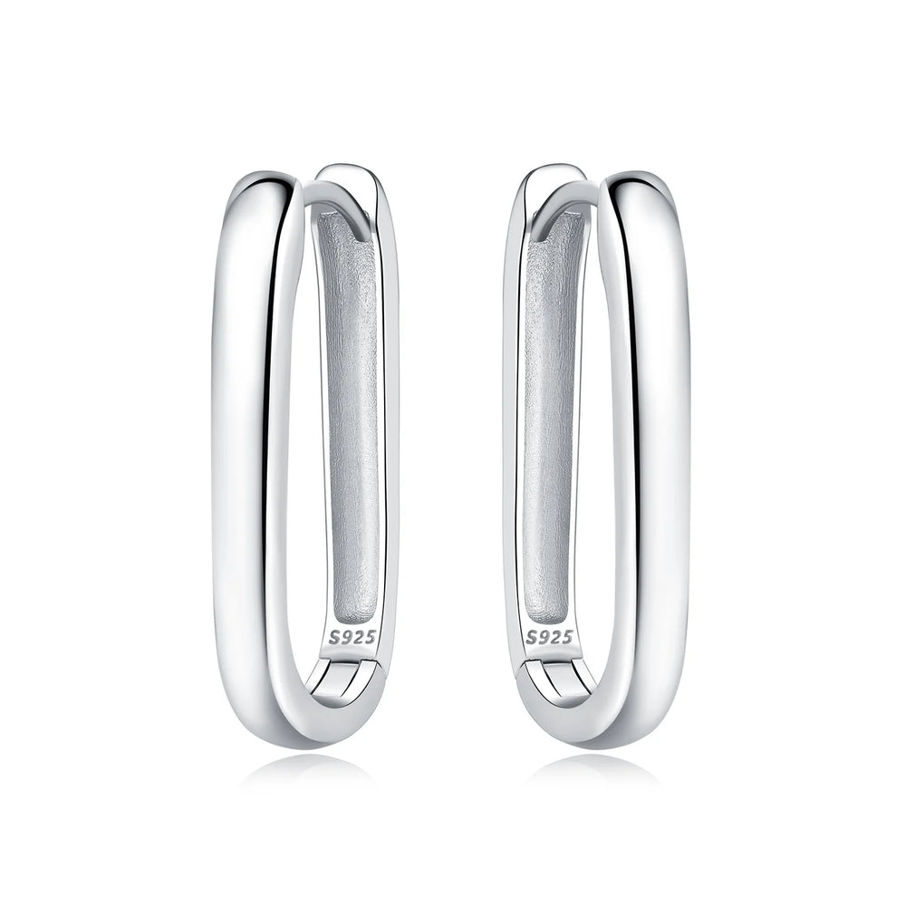 Orstarry S925 Sterling Silver Square Chain With Stone Inlaid Earrings Hoop Earrings Fo close-up view