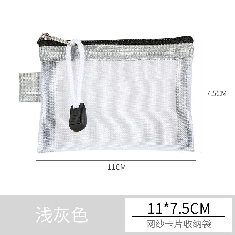 Mini Mesh Zipper Card Pouch | Transparent ID and Credit Card Storage Bag additional angle