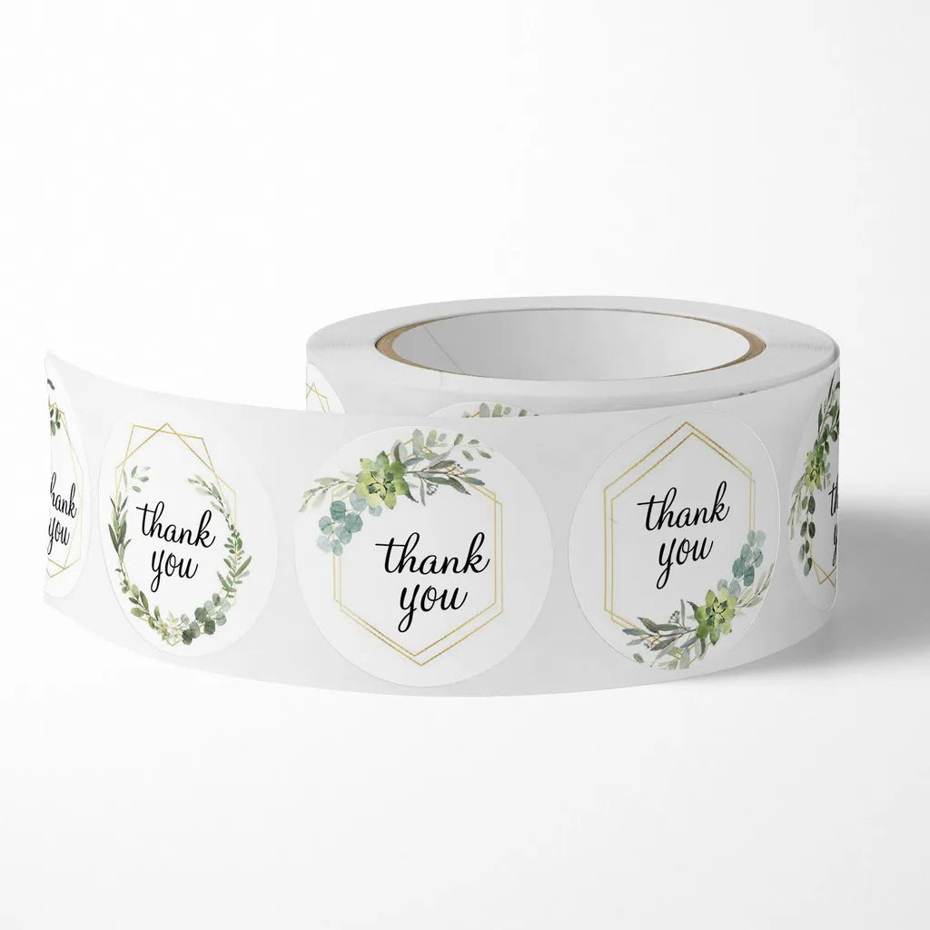 500 Pieces Round Floral Thank You Stickers | Self-Adhesive Gratitude Labels detail view
