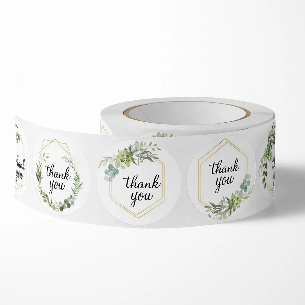 500 Pieces Round Floral Thank You Stickers | Self-Adhesive Gratitude Labels detail view