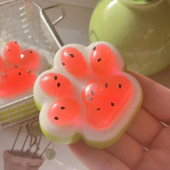 Watermelon Cat Paw Squishy Toy | Cute Summer Stress Reliever detail view