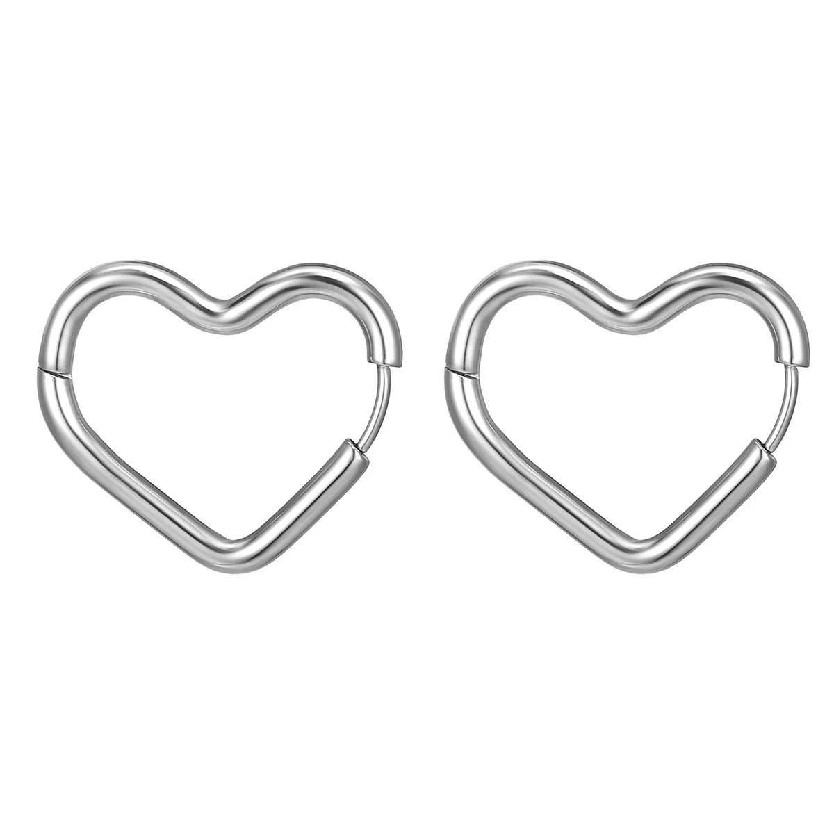 2pcs/1Pairs Stainless Steel Women Men Ear Stud Triangle Heart Star Circle Hoop Earr additional angle