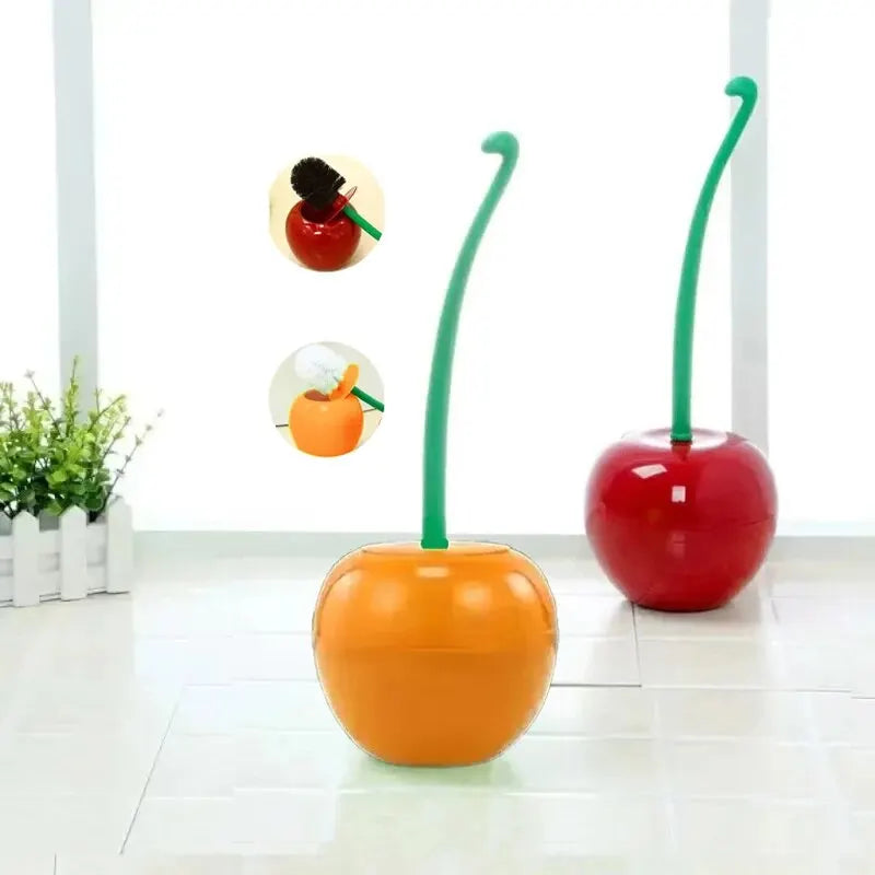 1pc Red Toilet Brush Creative Lovely Cherry Shape Lavatory Toilet Brush Holder Set Toi close-up view