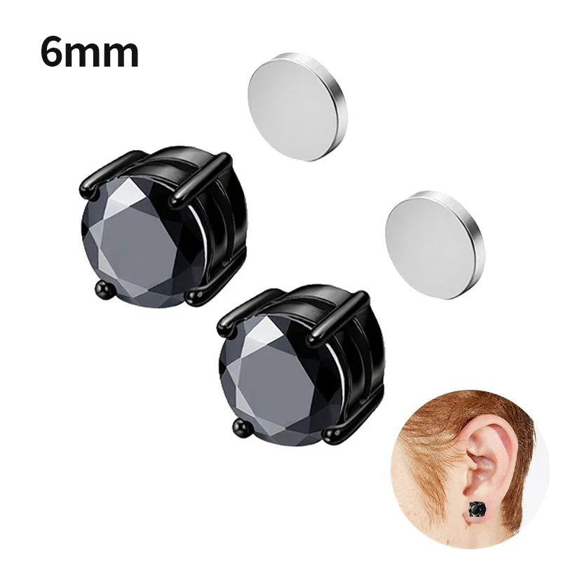 Fashion Crystal Magnetic Clip Ear Stud | Non Piercing Earrings for Men Women additional angle