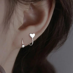 2pcs Stainless Steel Spiral Twisted Stud Earrings | Heart and Star Cartilage Jewelry alternate view
