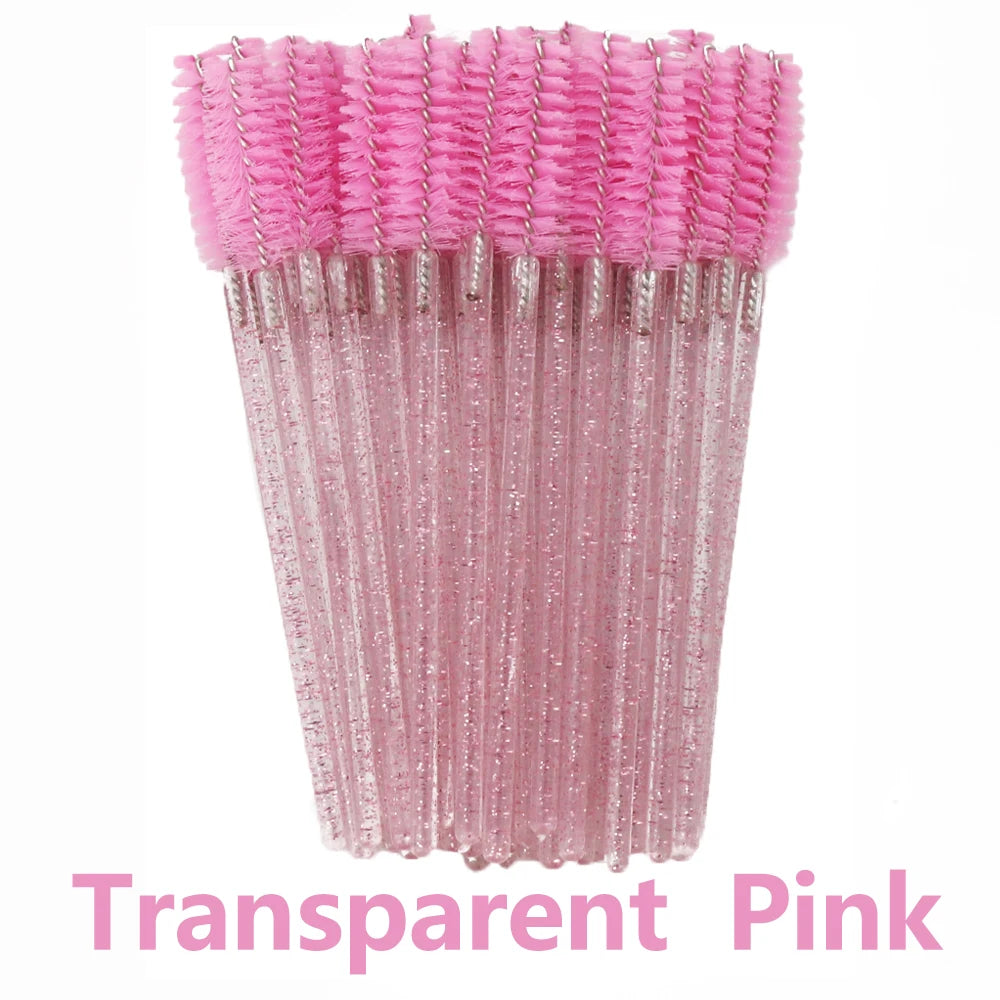 ANNAFRIS 50Pcs Eyelash Brush Soft Head Spiral Crystal Eyebrow Brush Lash Extension Bru close-up view