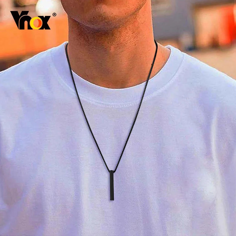 Vinox 5mm Pillar Necklace | Unisex Stainless Steel Geometric Pendant alternate view