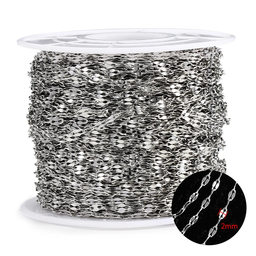2Meters Stainless Steel Link Cable Gold Chains for DIY Jewelry Making Rolo Chain Beads close-up view