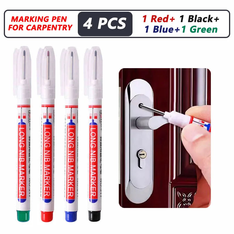 Deep Hole Long Nib Markers for Metal Wood Tile | 8-Pack Waterproof Marking Pens additional angle