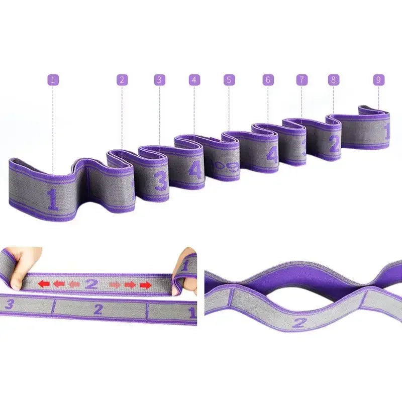Yoga Pull Strap Belt | Elastic Resistance Band for Pilates and Dance Stretching close-up view