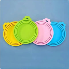 New 2PCS Reusable Pet Food Can Cover Silicone Dogs Cats Storage Tin Cap Lid Seal Cover w detail view