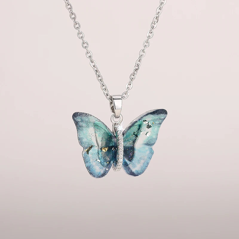 Huitan Butterfly Pendant Necklace for Women Fashion Party Daily Cute Animal Accessori lifestyle view